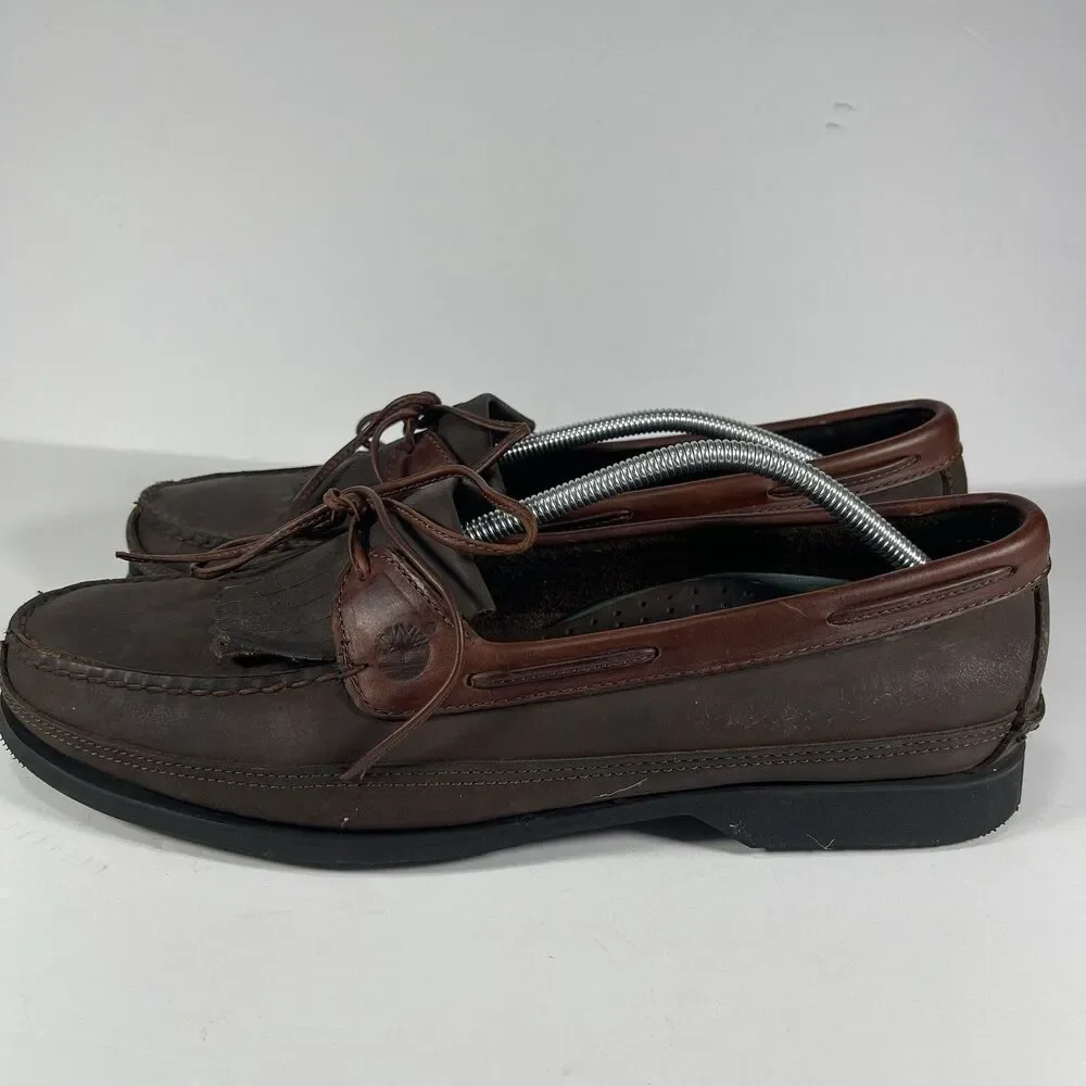 Timberland Men's 13 M Vintage Kiltie Tassel Loafers Boat Shoes Brown Vibram Sole